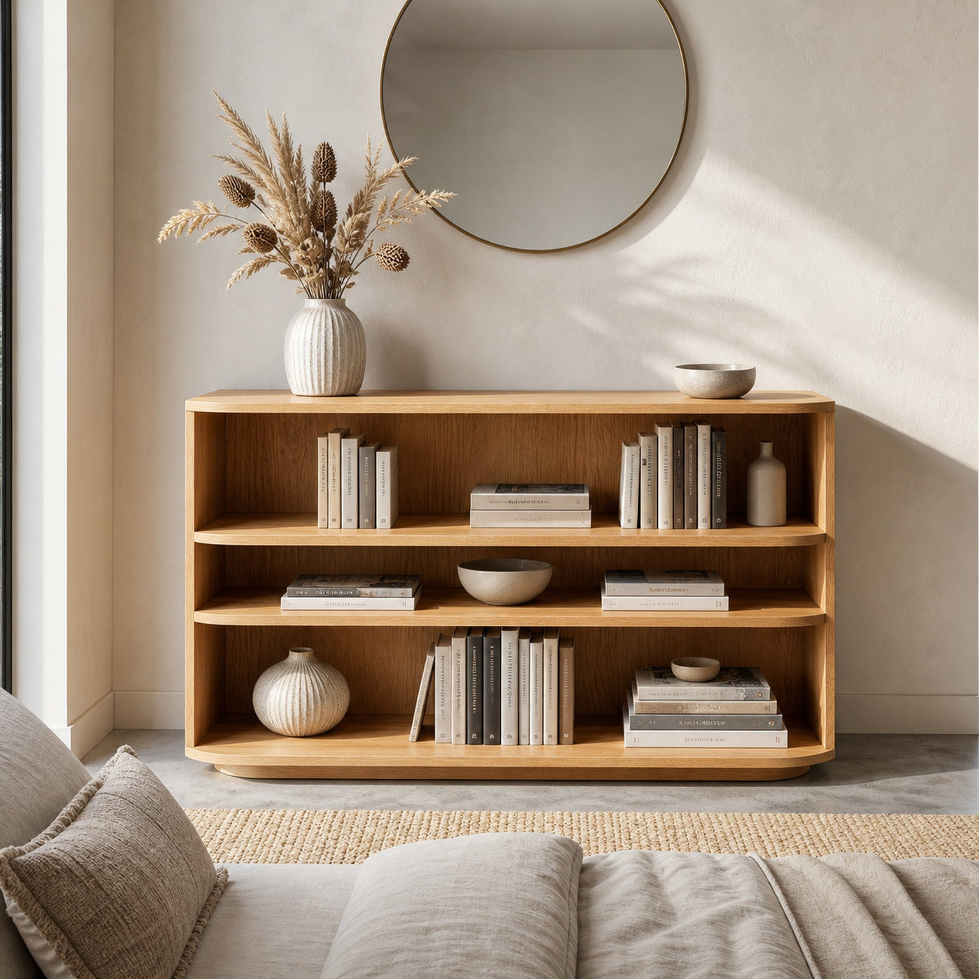 Minimal Natural Wood Console Table For Living Room Storage - product view 5