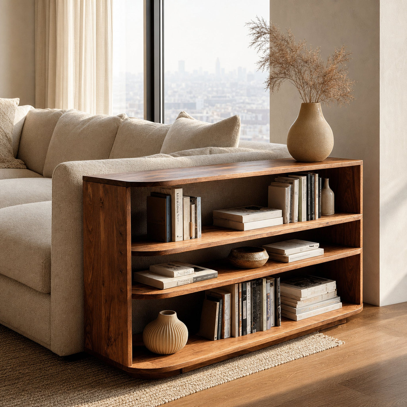 Minimal Natural Wood Console Table For Living Room Storage - product view 6