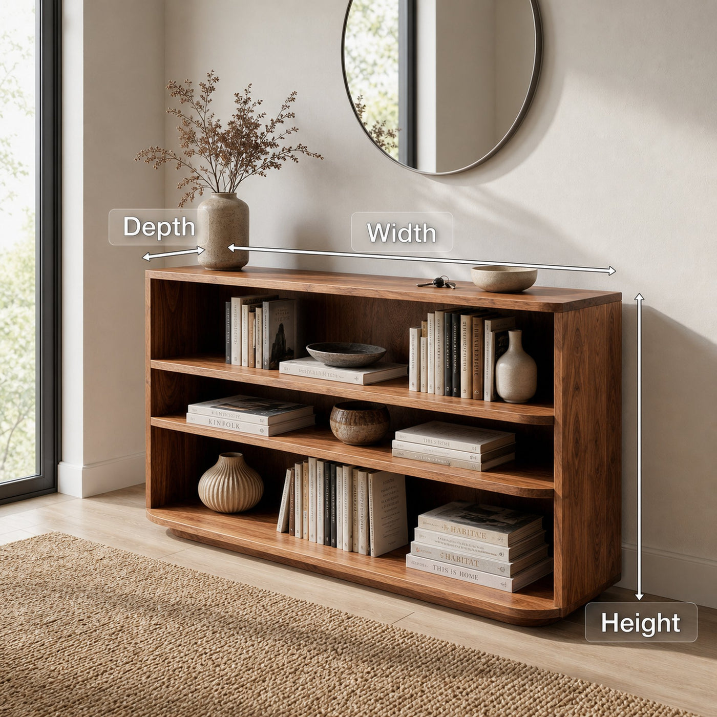 Minimal Natural Wood Console Table For Living Room Storage - product view 8