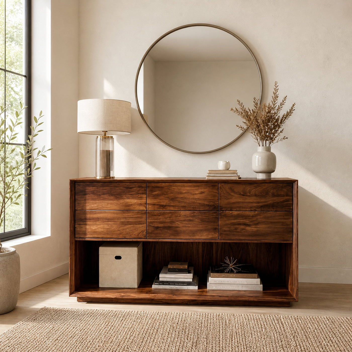 Minimal Wood Console Table With Multi Drawer For Entry Space - product view 6