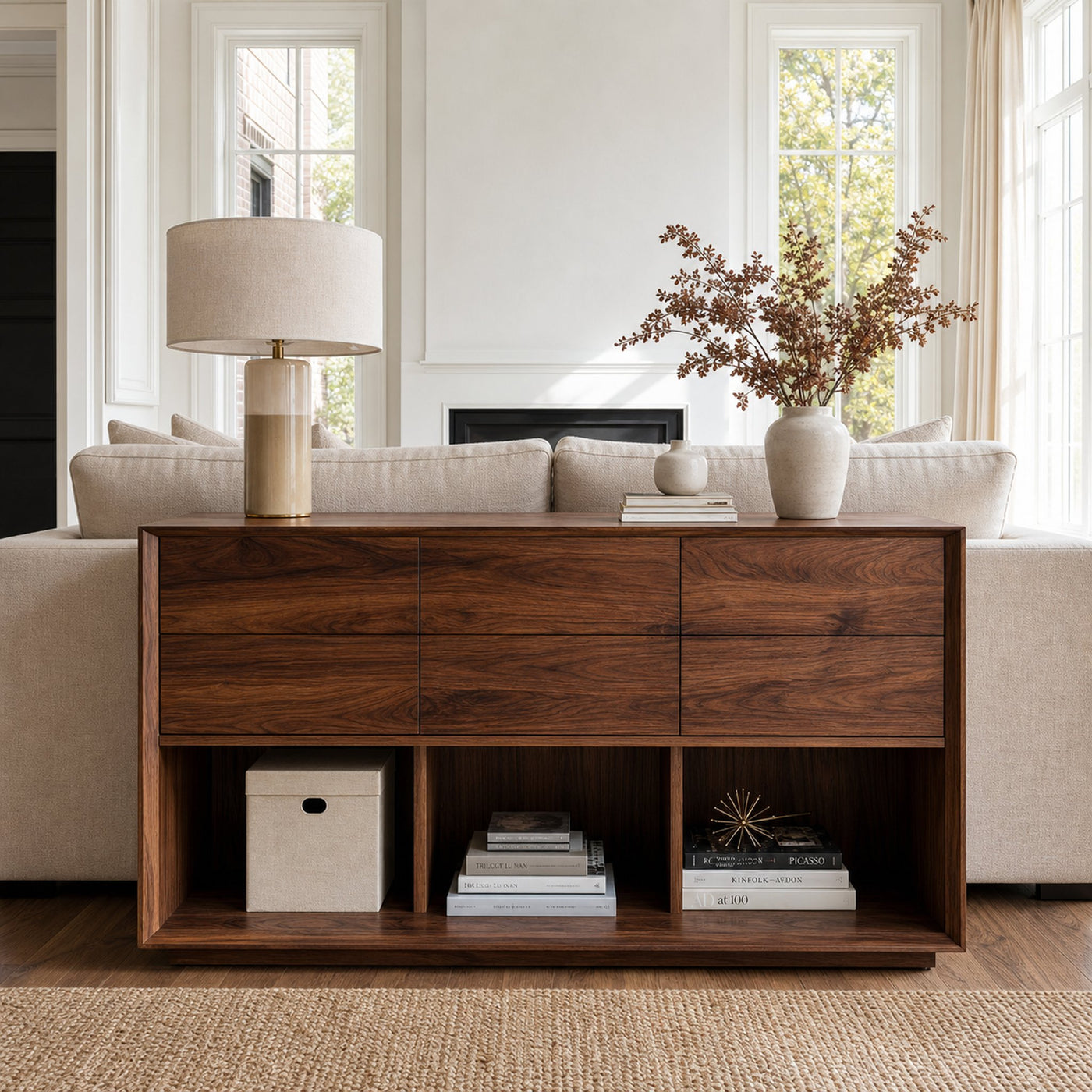 Minimal Wood Console Table With Multi Drawer For Entry Space - product view 7