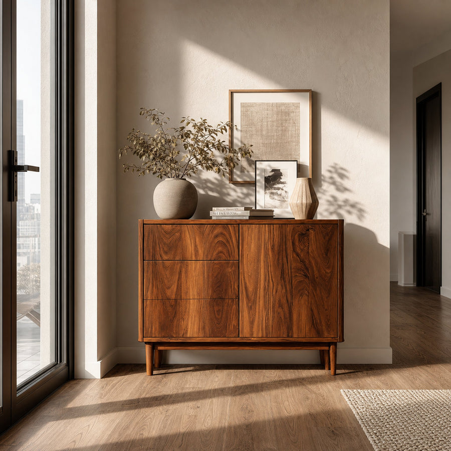 Minimalist  Console Table With Multiple Compartments For Living Room