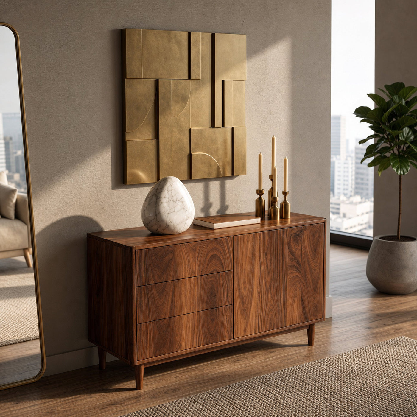 Minimalist Console Table With Multiple Compartments For Living Room - product view 3