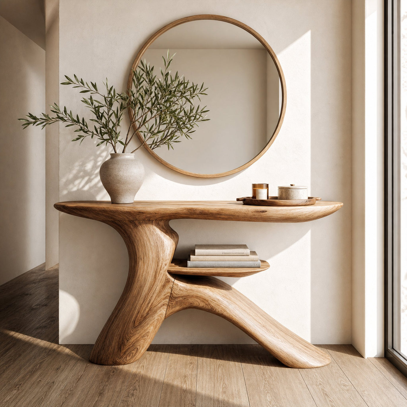Minimalist Console Table Natural Wood Entryway Living Room