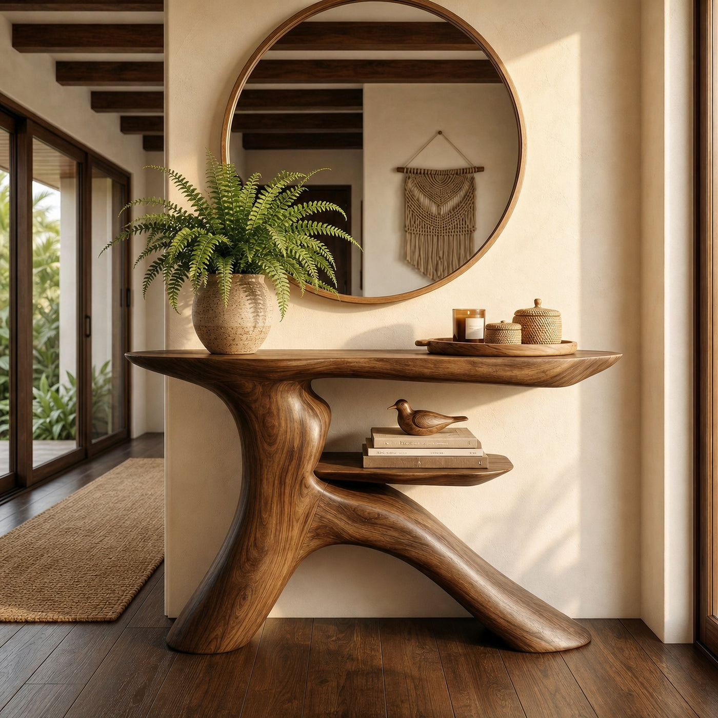 Minimalist Console Table Natural Wood Entryway Living Room - product view 6
