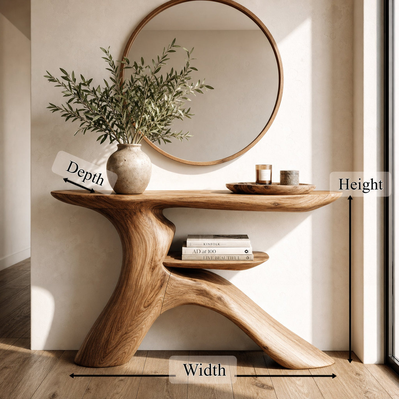 Minimalist Console Table Natural Wood Entryway Living Room - product view 7