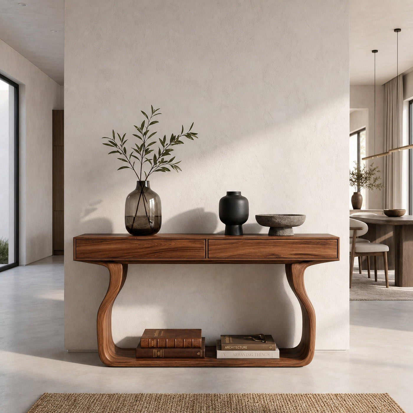 Minimalist Console Table With Curved Base Frame For Entryway - product view 2