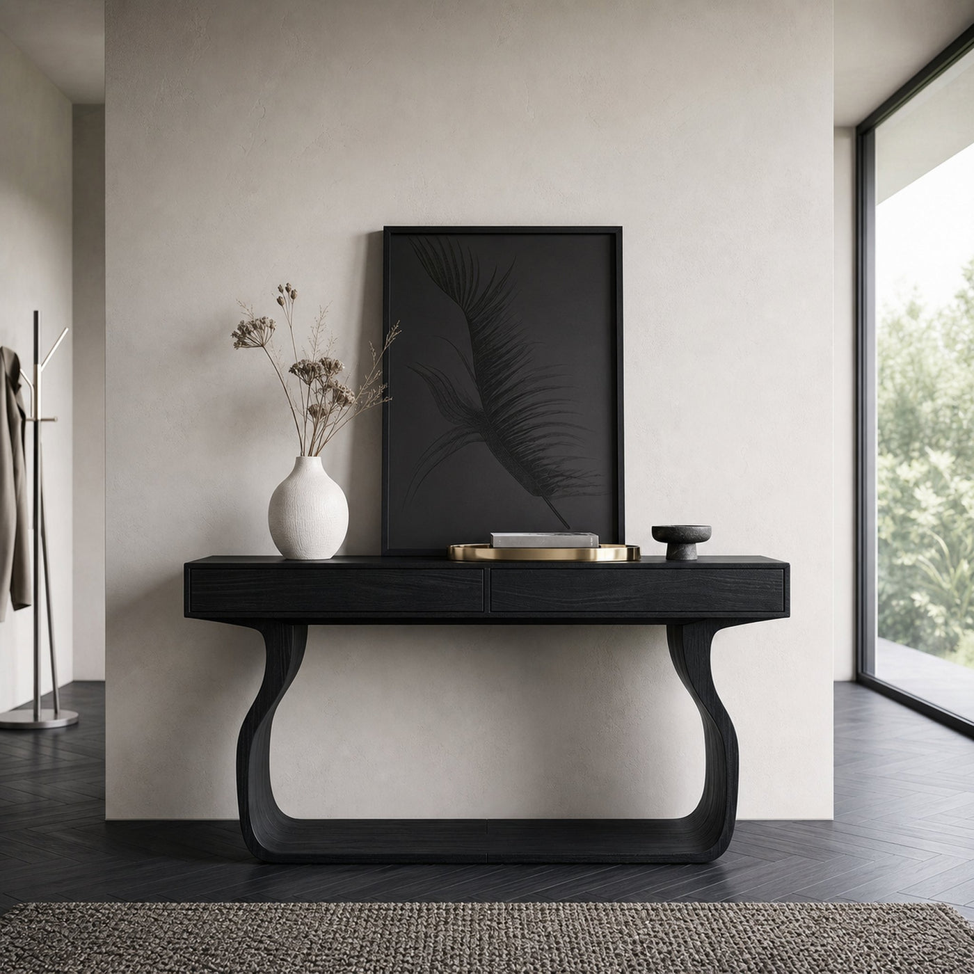 Minimalist Console Table With Curved Base Frame For Entryway - product view 4