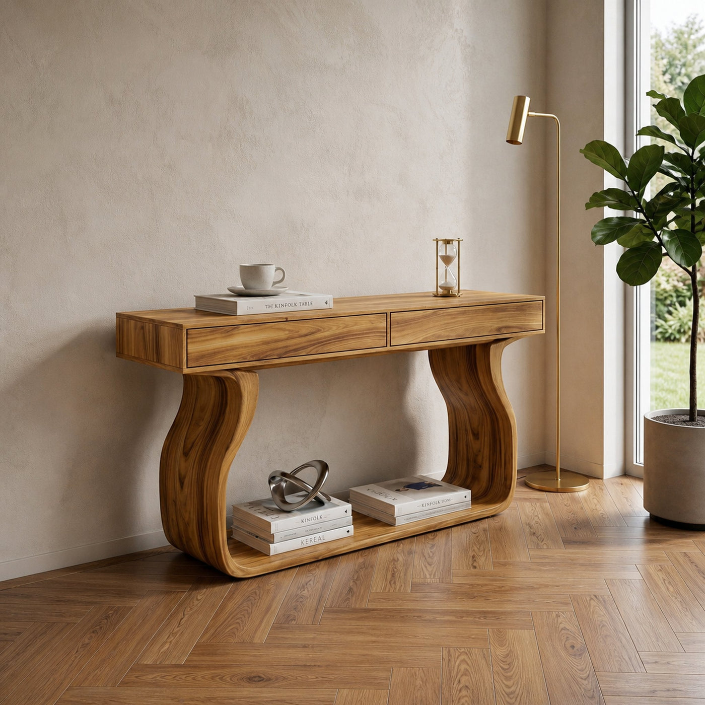 Minimalist Console Table With Curved Base Frame For Entryway - product view 5
