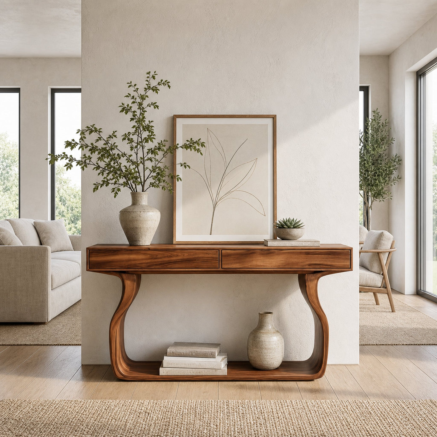 Minimalist Console Table With Curved Base Frame For Entryway - product view 6