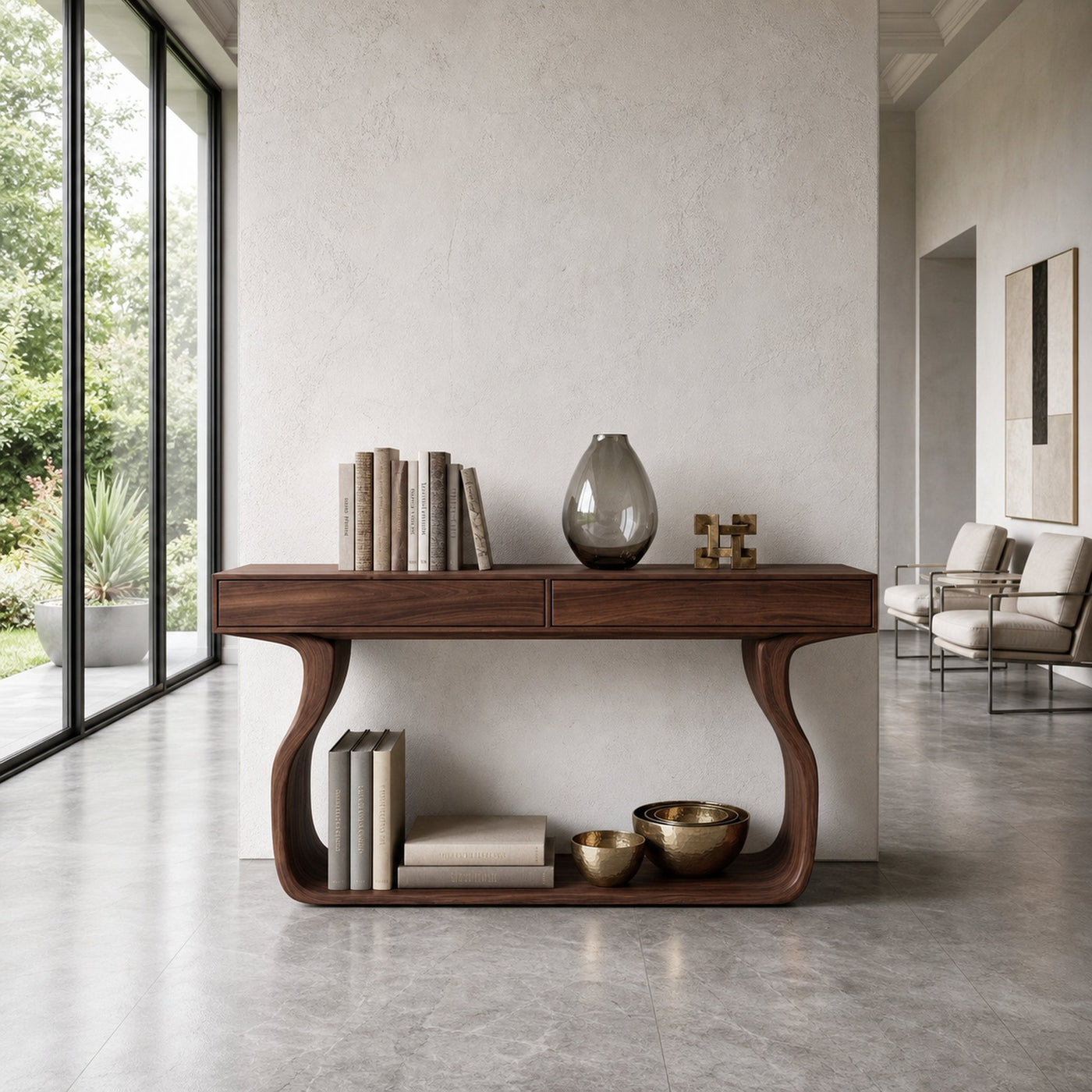 Minimalist Console Table With Curved Base Frame For Entryway - product view 7