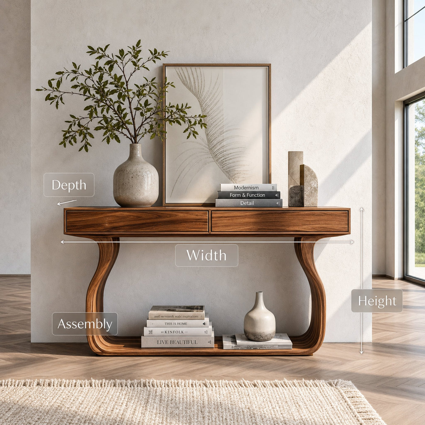 Minimalist Console Table With Curved Base Frame For Entryway - product view 8