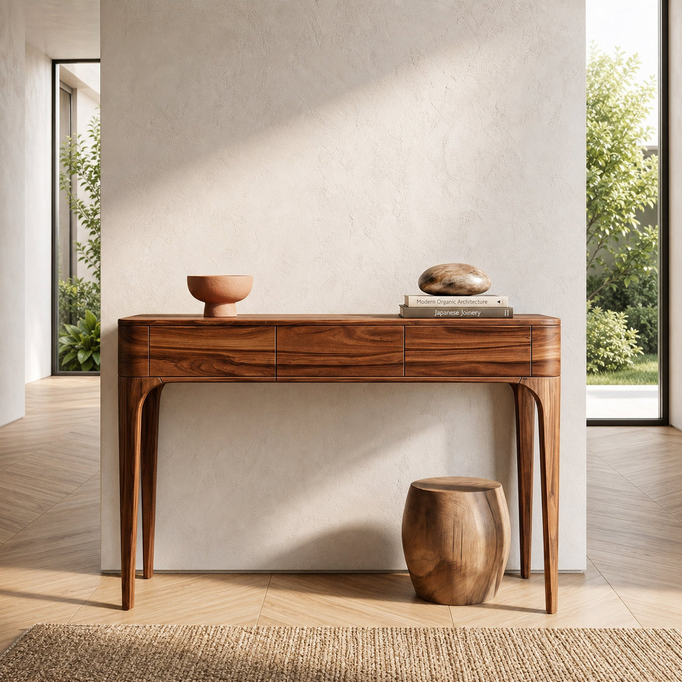 Minimalist Console Table With Three Compartments For Entryway - product view 2