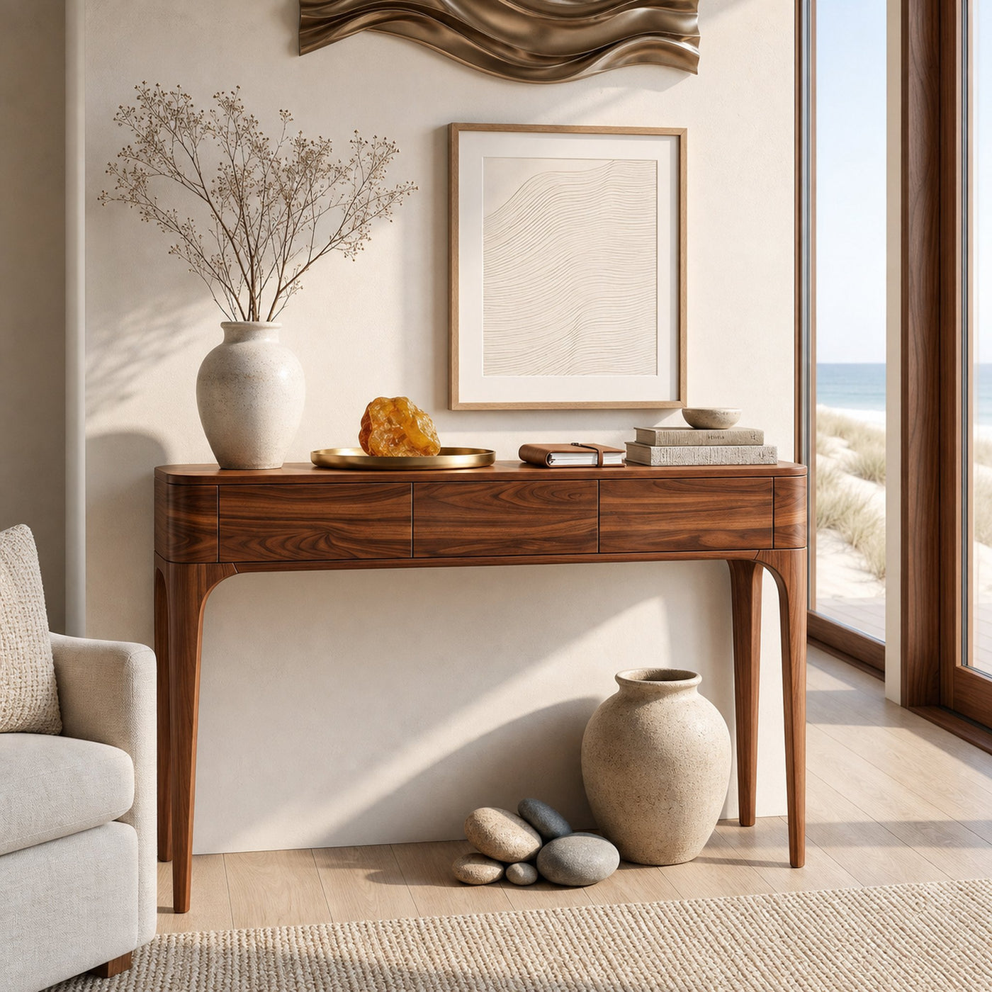 Minimalist Console Table With Three Compartments For Entryway - product view 6