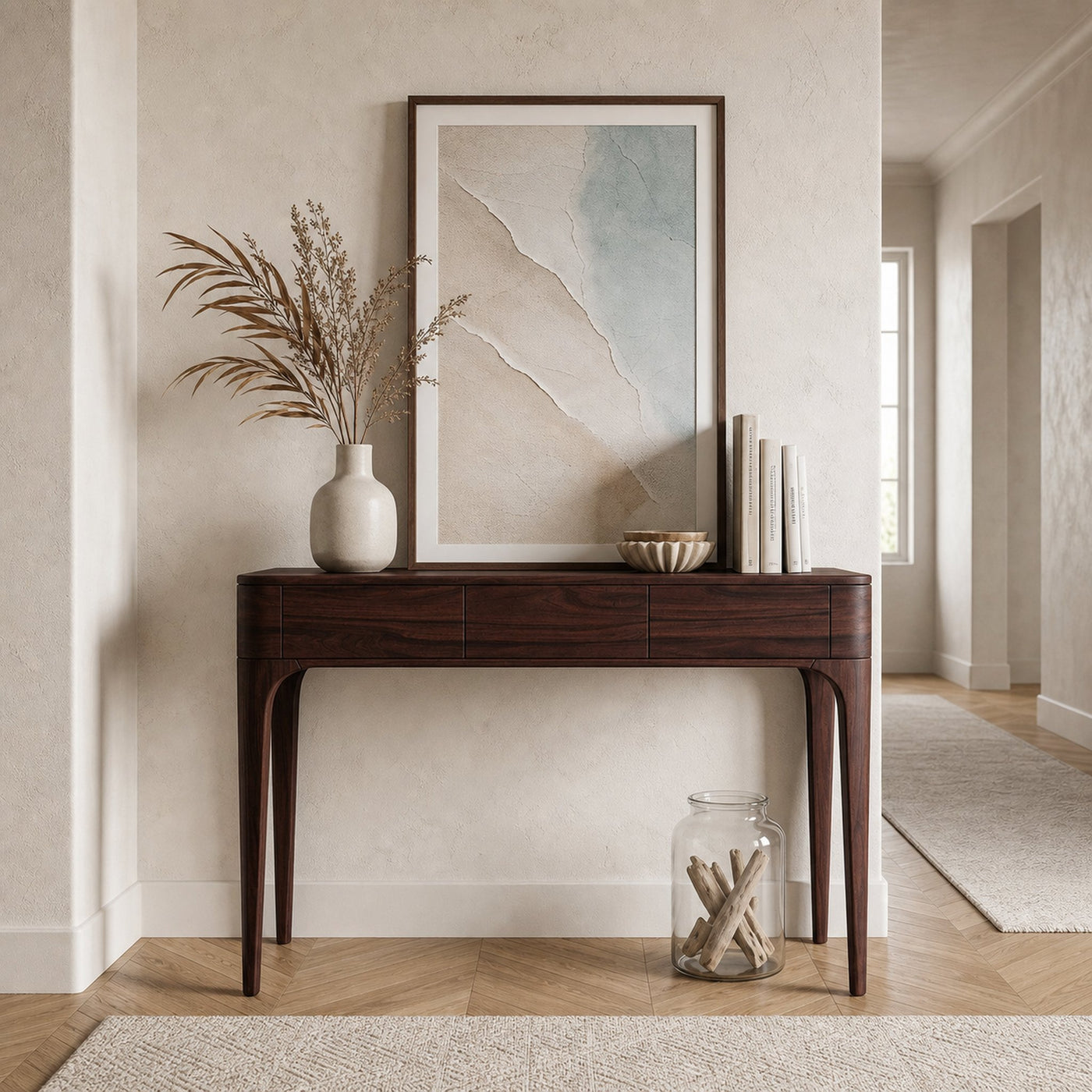 Minimalist Console Table With Three Compartments For Entryway - product view 7