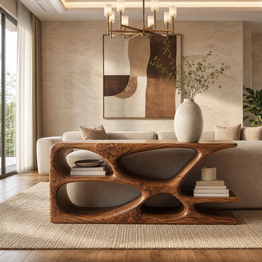 Minimalist Natural Wood Console Table For Living Space