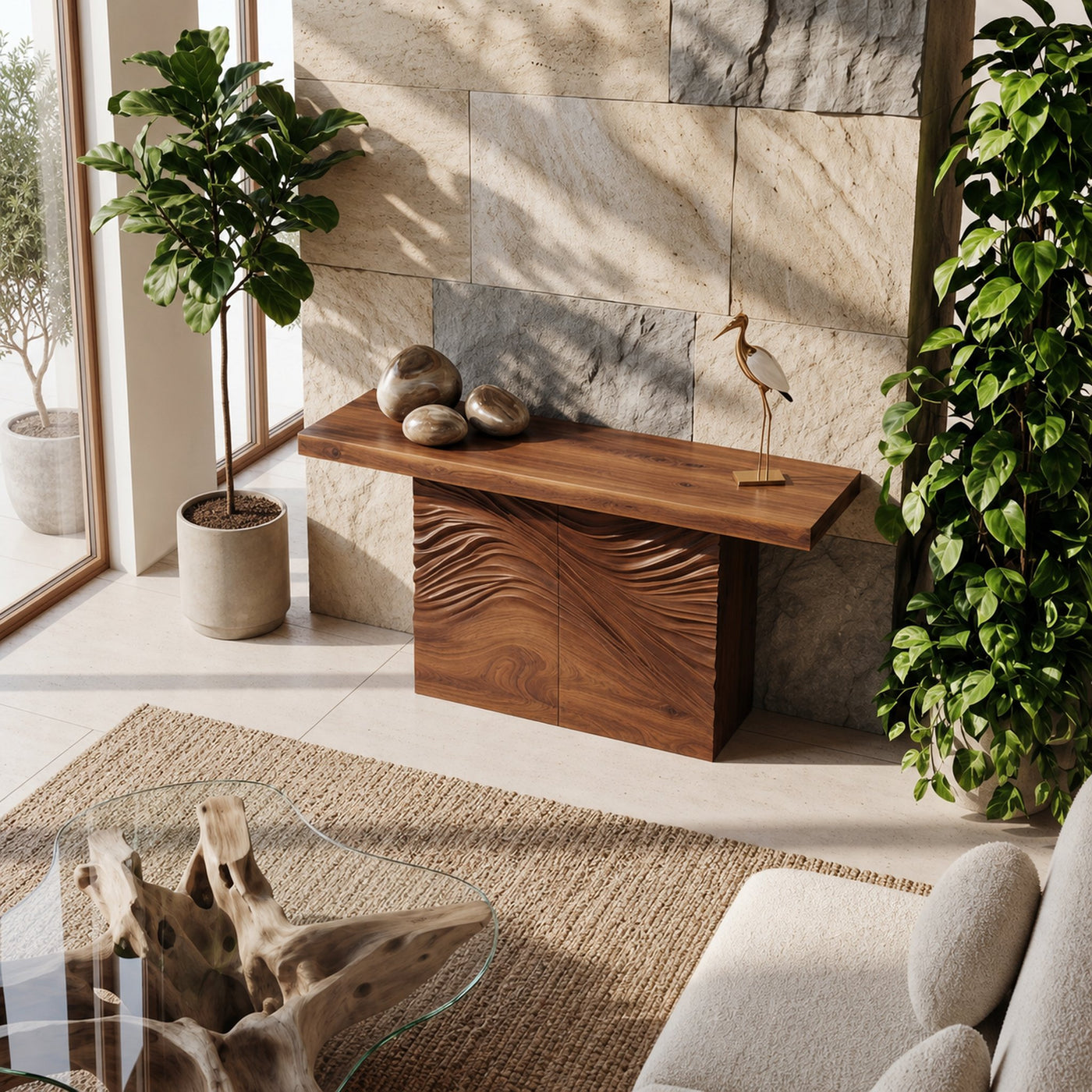 Minimalist Organic Edge Accent Table For Entryway Interior Area - product view 2