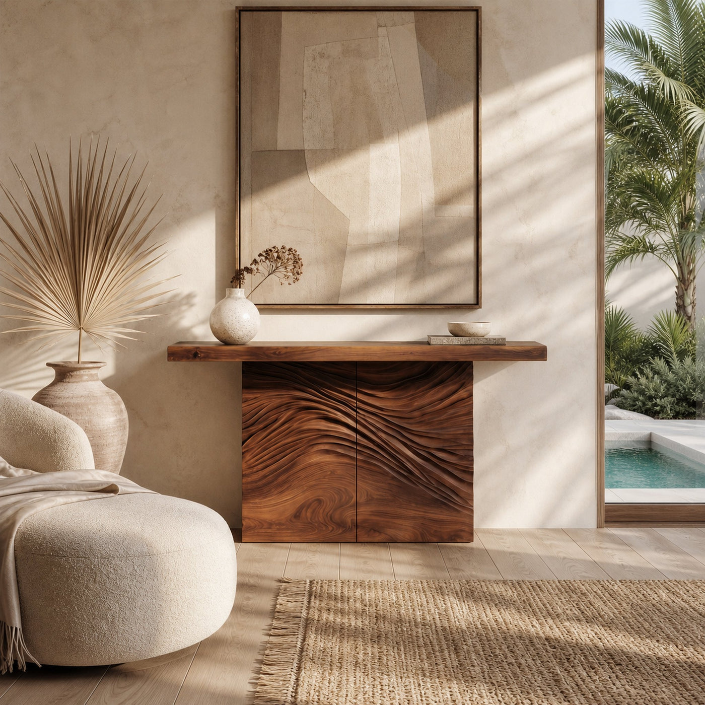 Minimalist Organic Edge Accent Table For Entryway Interior Area - product view 3