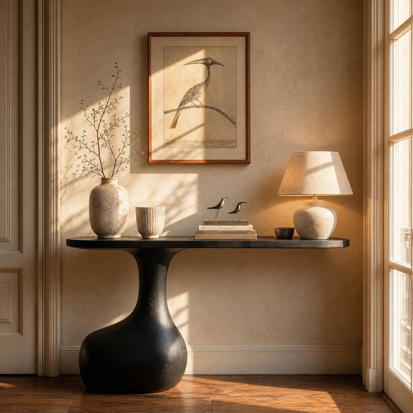 Minimalist Pedestal Console Table Entryway Hallway Living Room