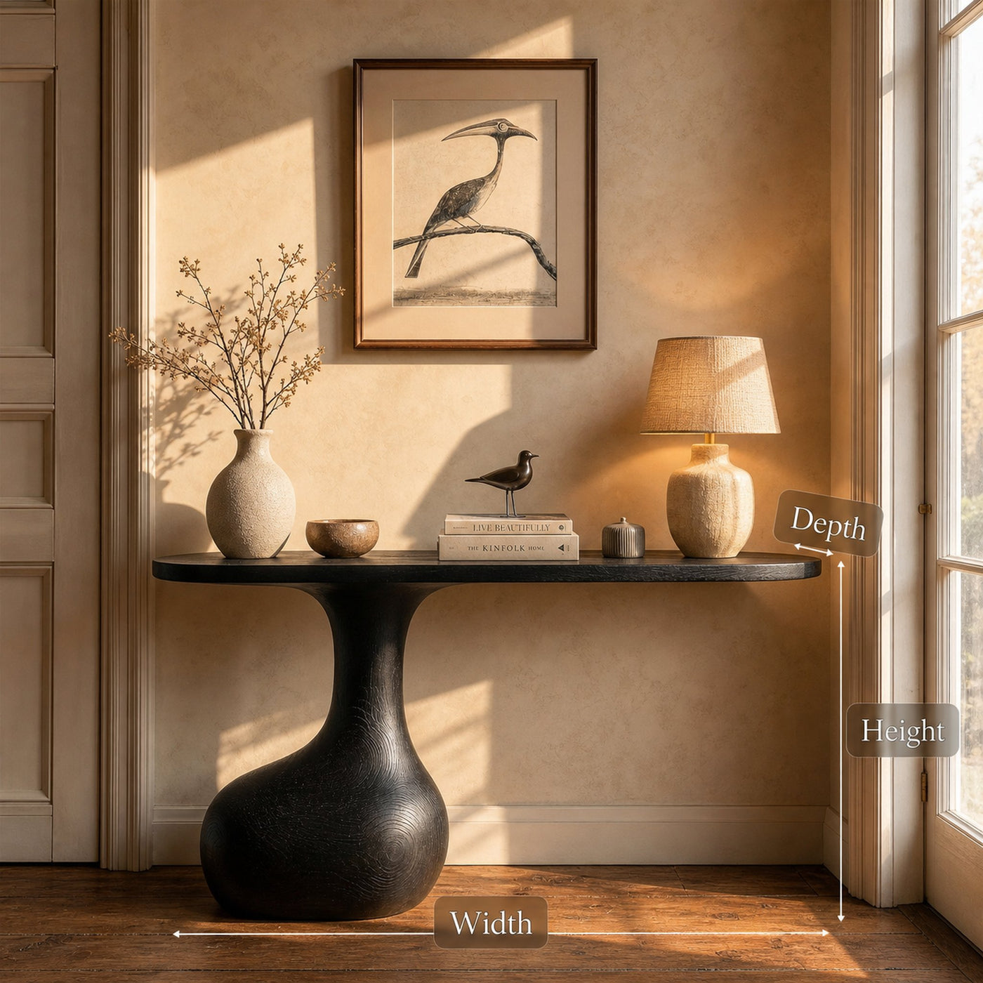 Minimalist Pedestal Console Table Entryway Hallway Living Room - product view 6