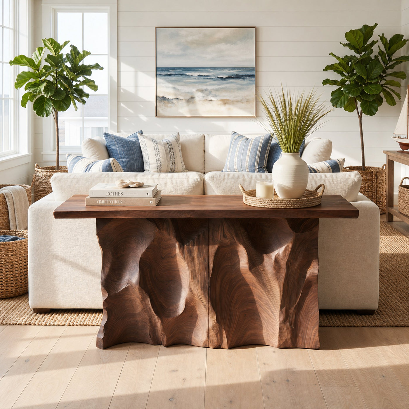 Minimalist Raw Edge Hall Table For Apartment Entryway Space