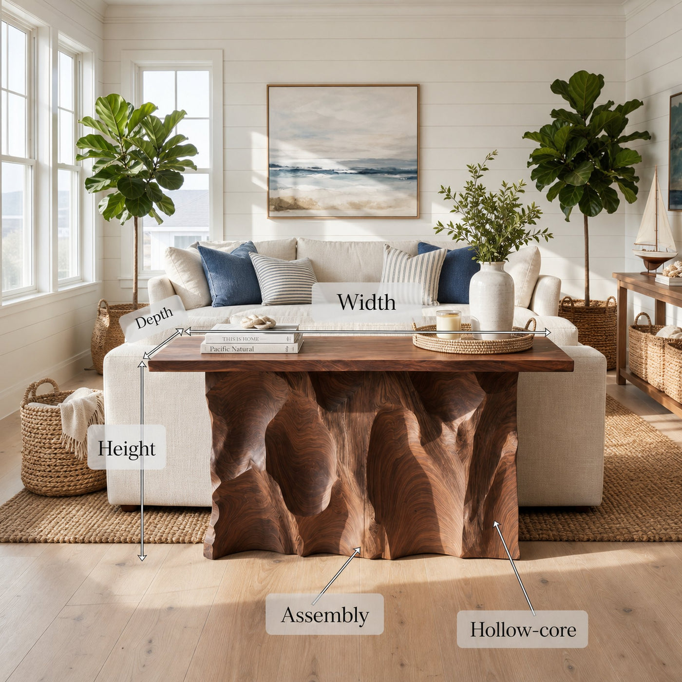 Minimalist Raw Edge Hall Table For Apartment Entryway Space - product view 8