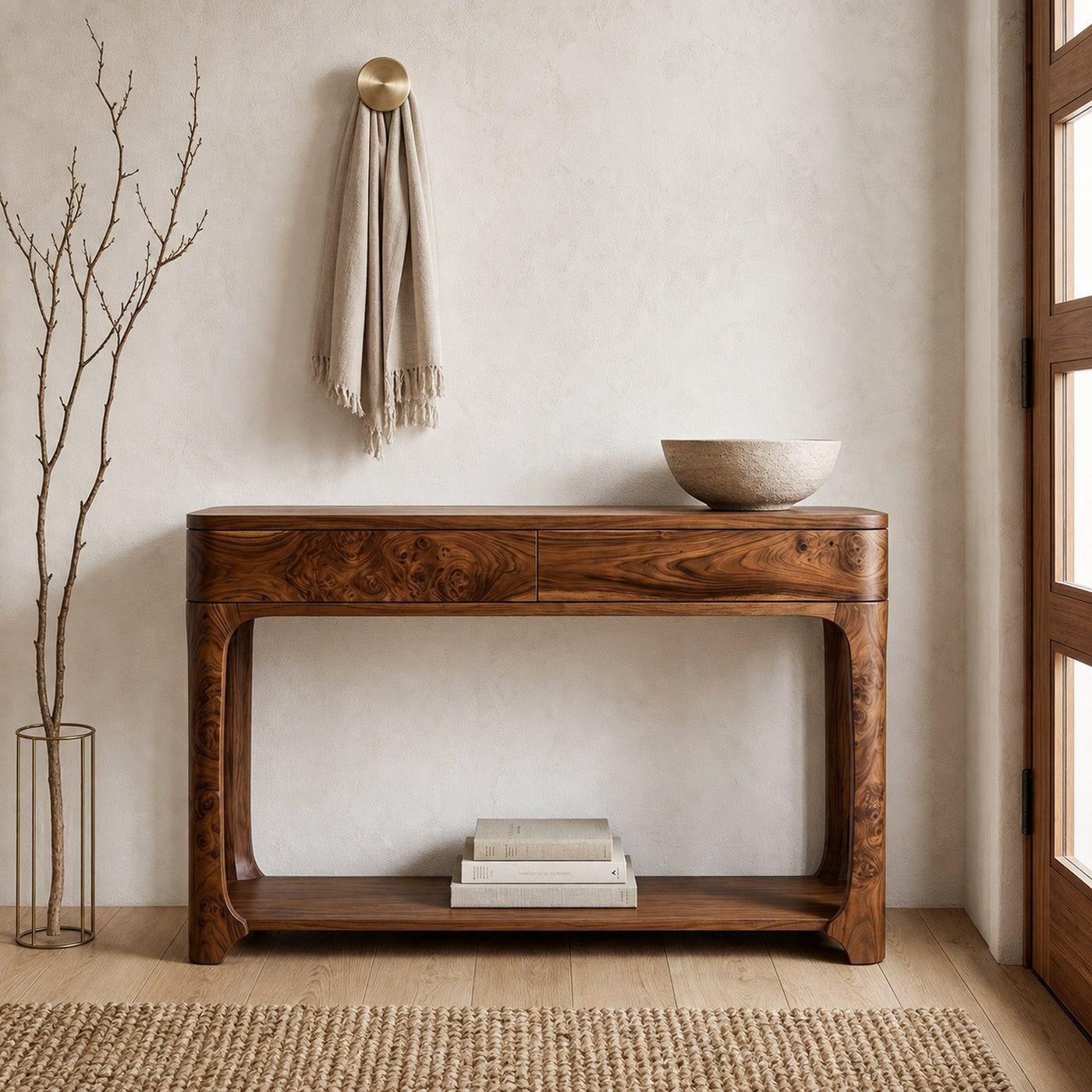 Minimalist Rounded Console Table With Two Compartments For Living Room - product view 6