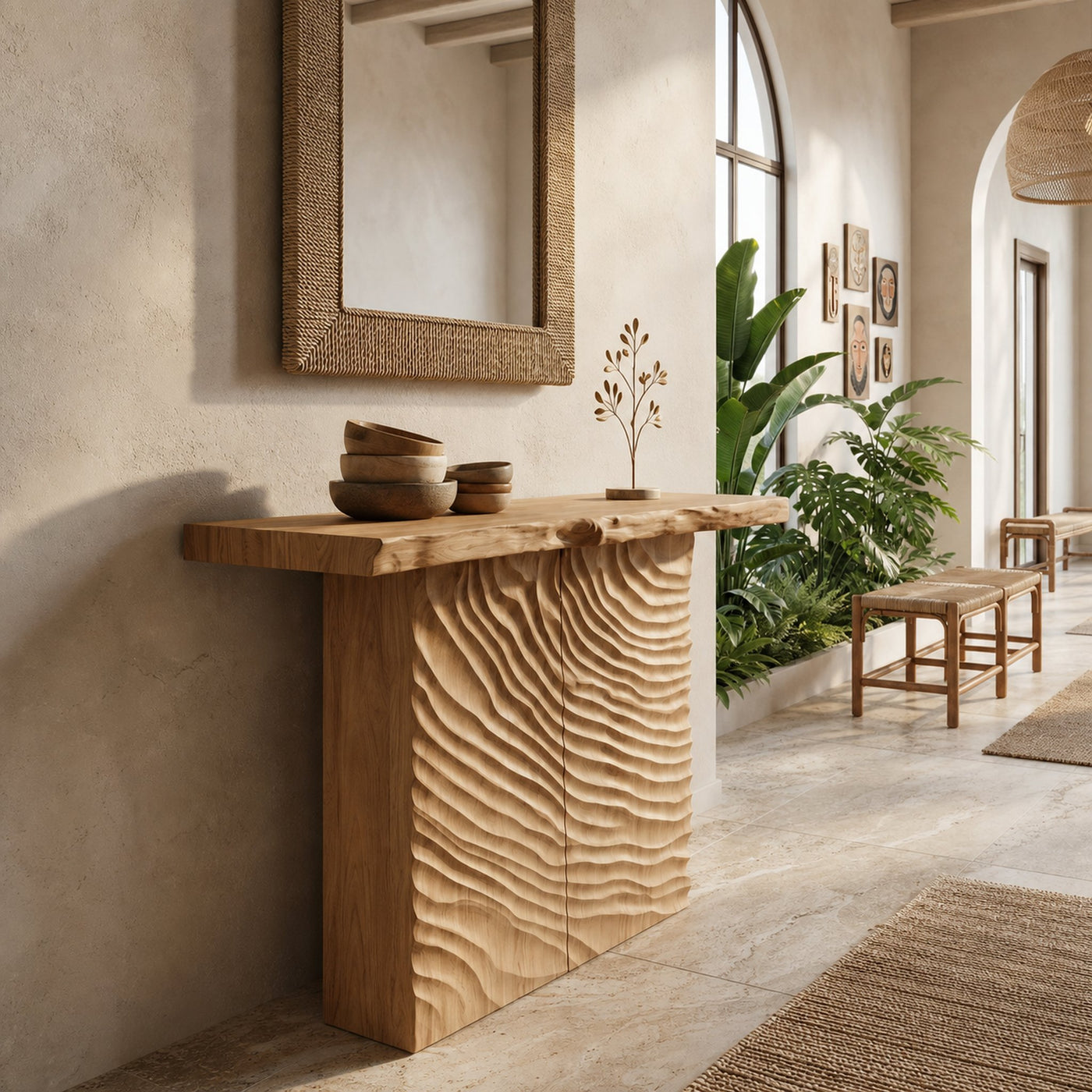 Minimalist Sculpted Base Hall Table For Apartment Interior Space - product view 5