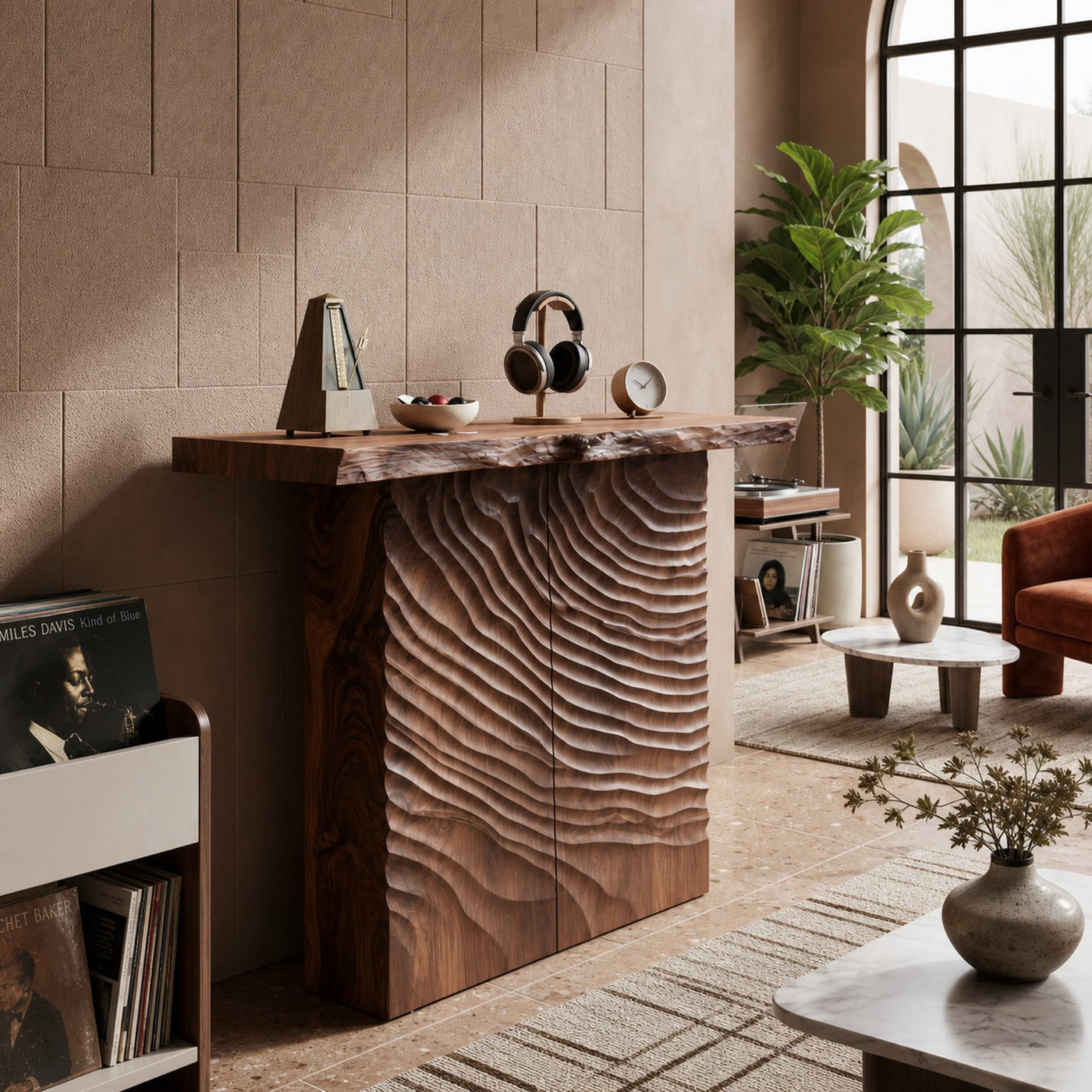 Minimalist Sculpted Base Hall Table For Apartment Interior Space - product view 6
