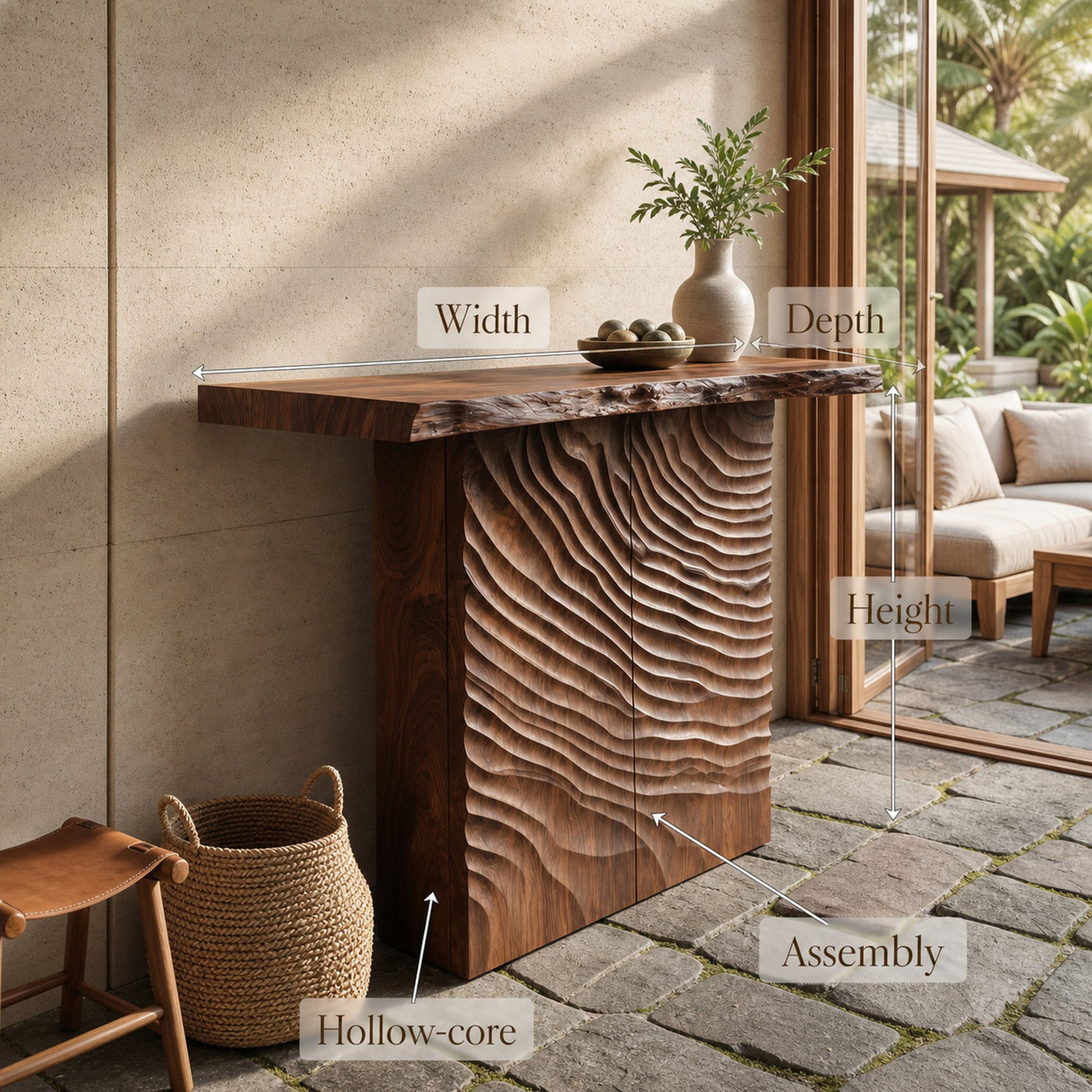 Minimalist Sculpted Base Hall Table For Apartment Interior Space - product view 8