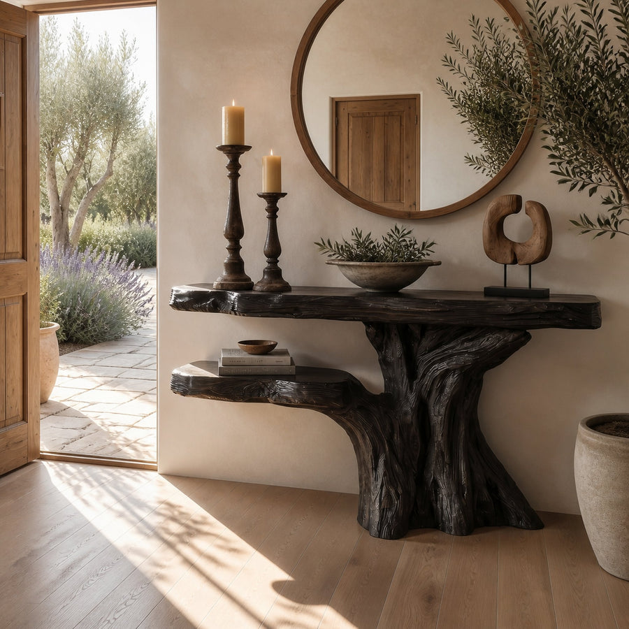 Minimalist Sculptural Console Table For Entryway And Living Room