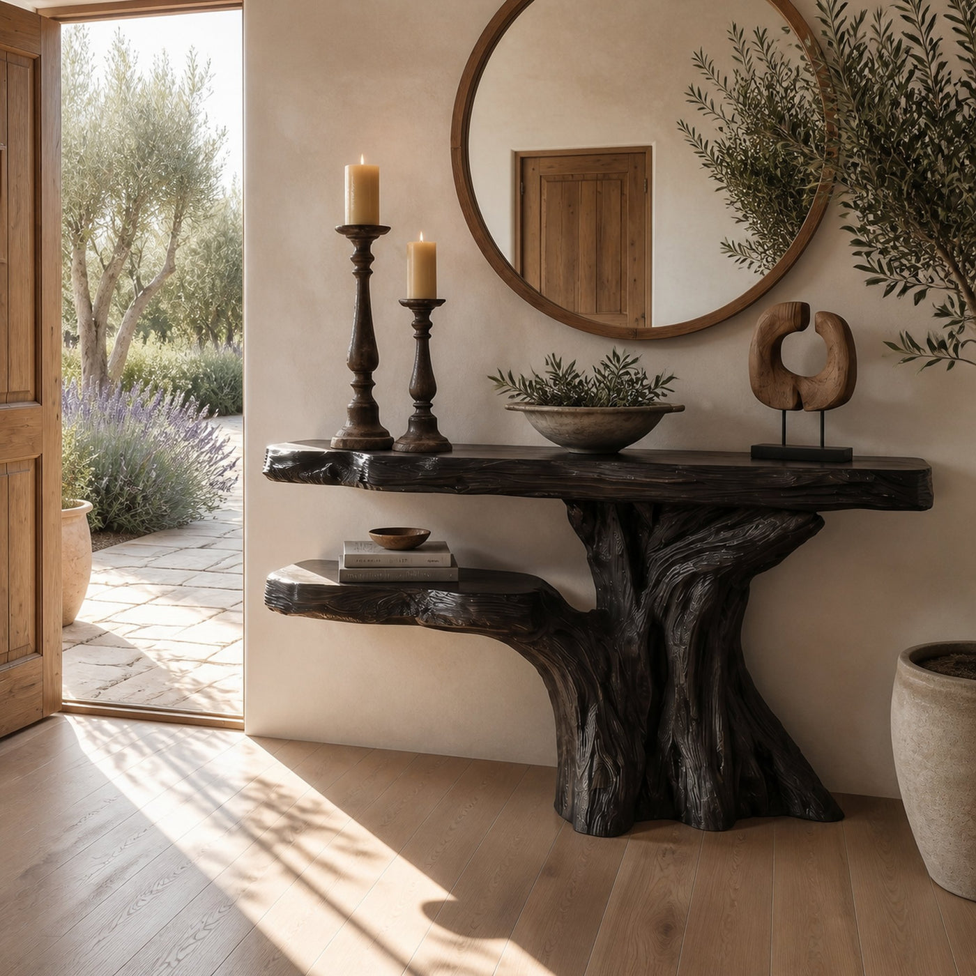 Minimalist Sculptural Console Table For Entryway And Living Room