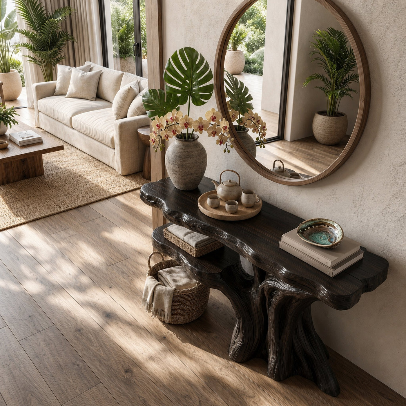 Minimalist Sculptural Console Table For Entryway And Living Room - product view 2