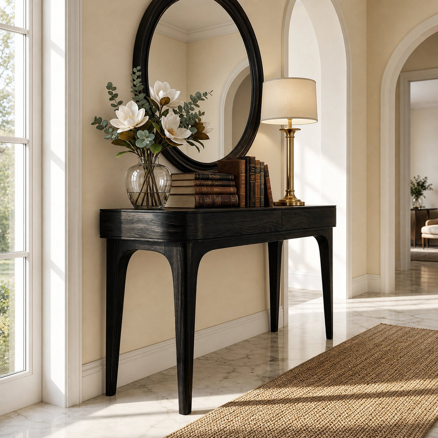Minimalist Sculptural Wood Console Table For Modern Entryway - product view 4