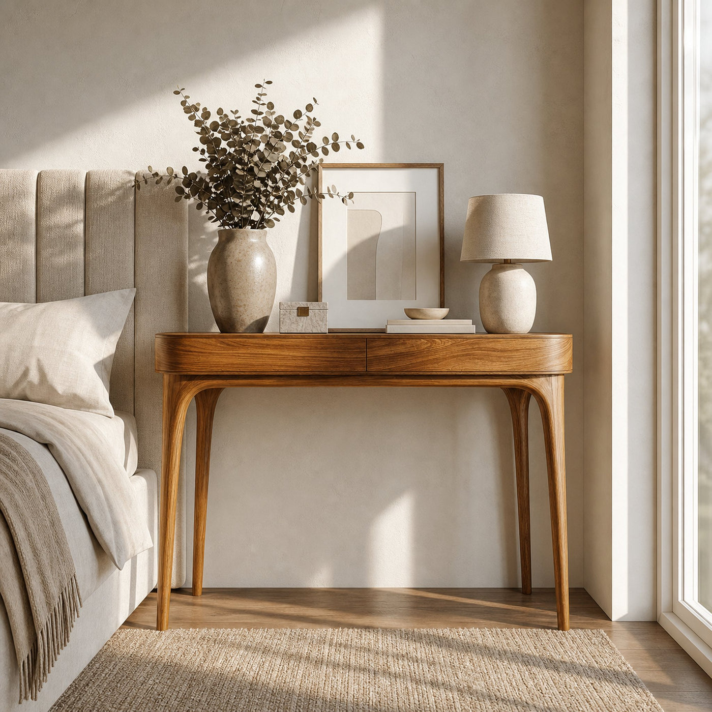 Minimalist Sculptural Wood Console Table For Modern Entryway - product view 5