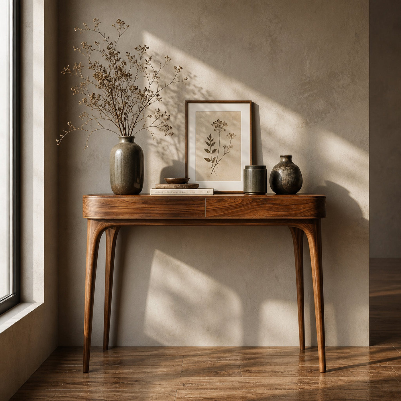 Minimalist Sculptural Wood Console Table For Modern Entryway - product view 6