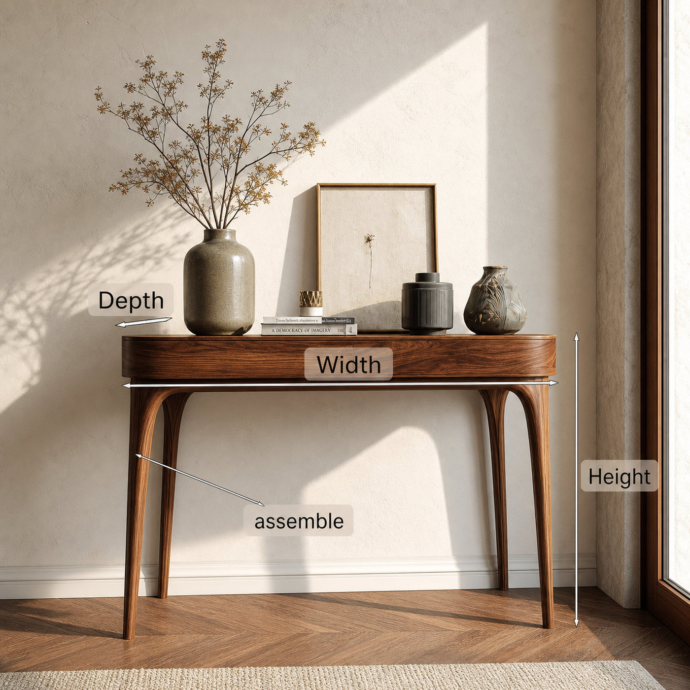 Minimalist Sculptural Wood Console Table For Modern Entryway - product view 8