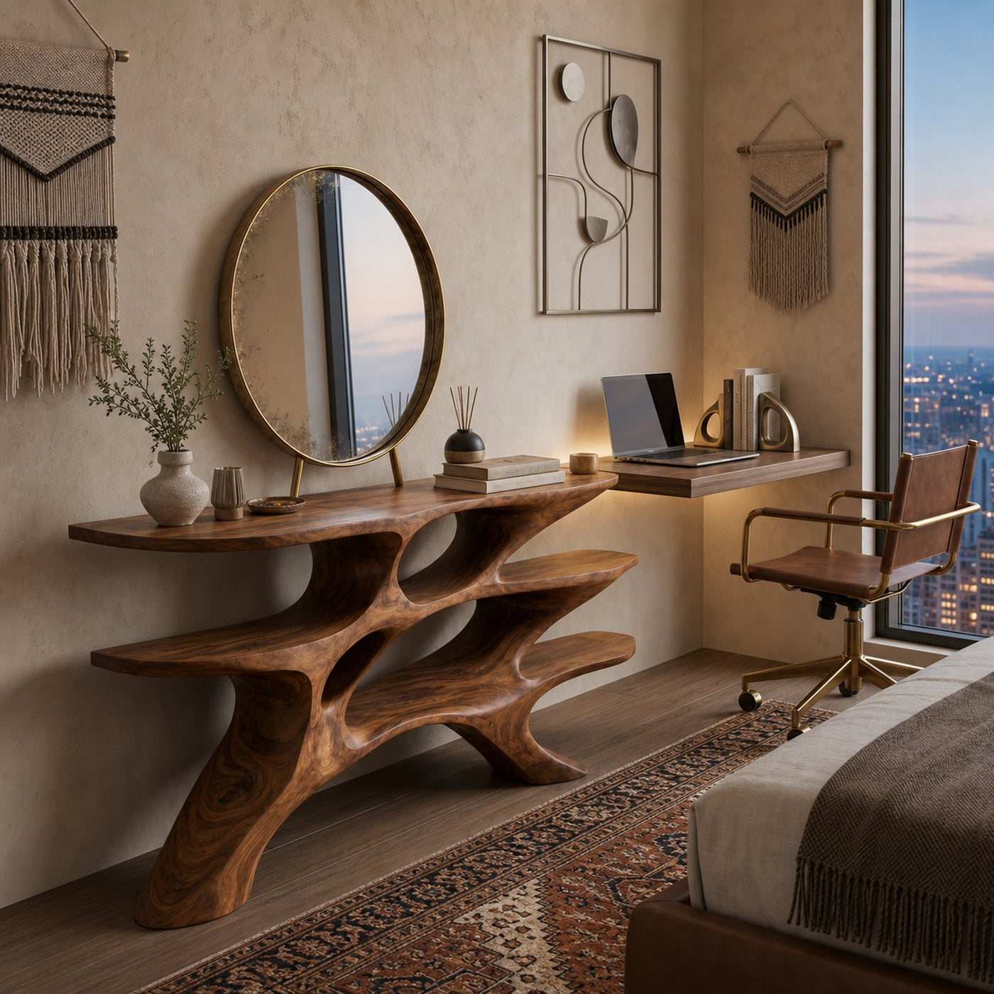 Minimalist Sculptural Wooden Console Table For Living Room - product view 6