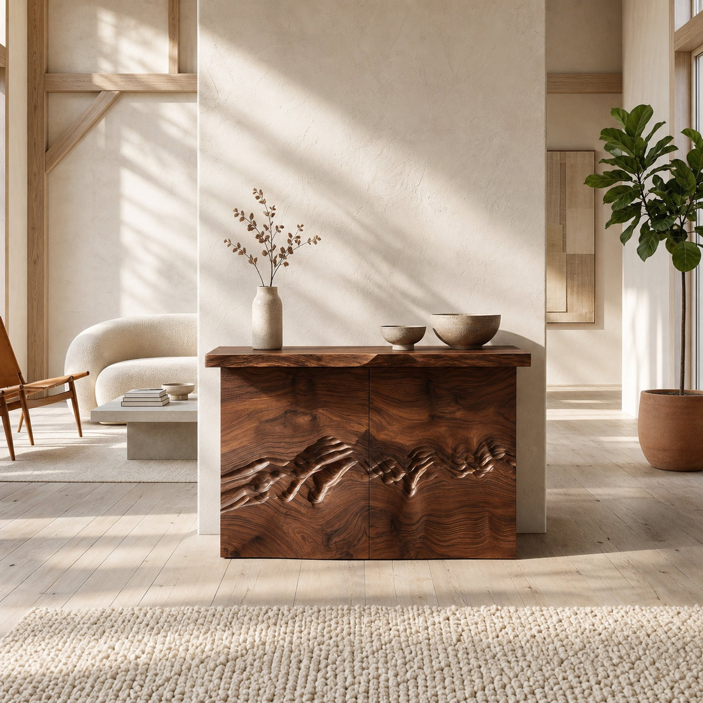 Minimalist Textured Edge Console Table For Studio Interior Design - product view 6