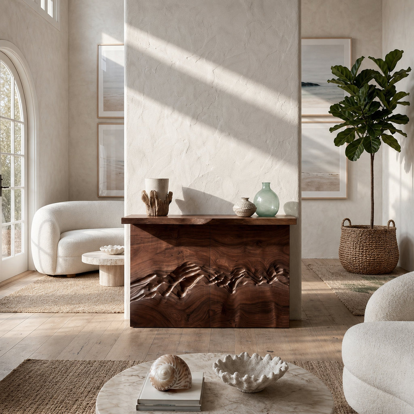Minimalist Textured Edge Console Table For Studio Interior Design - product view 7