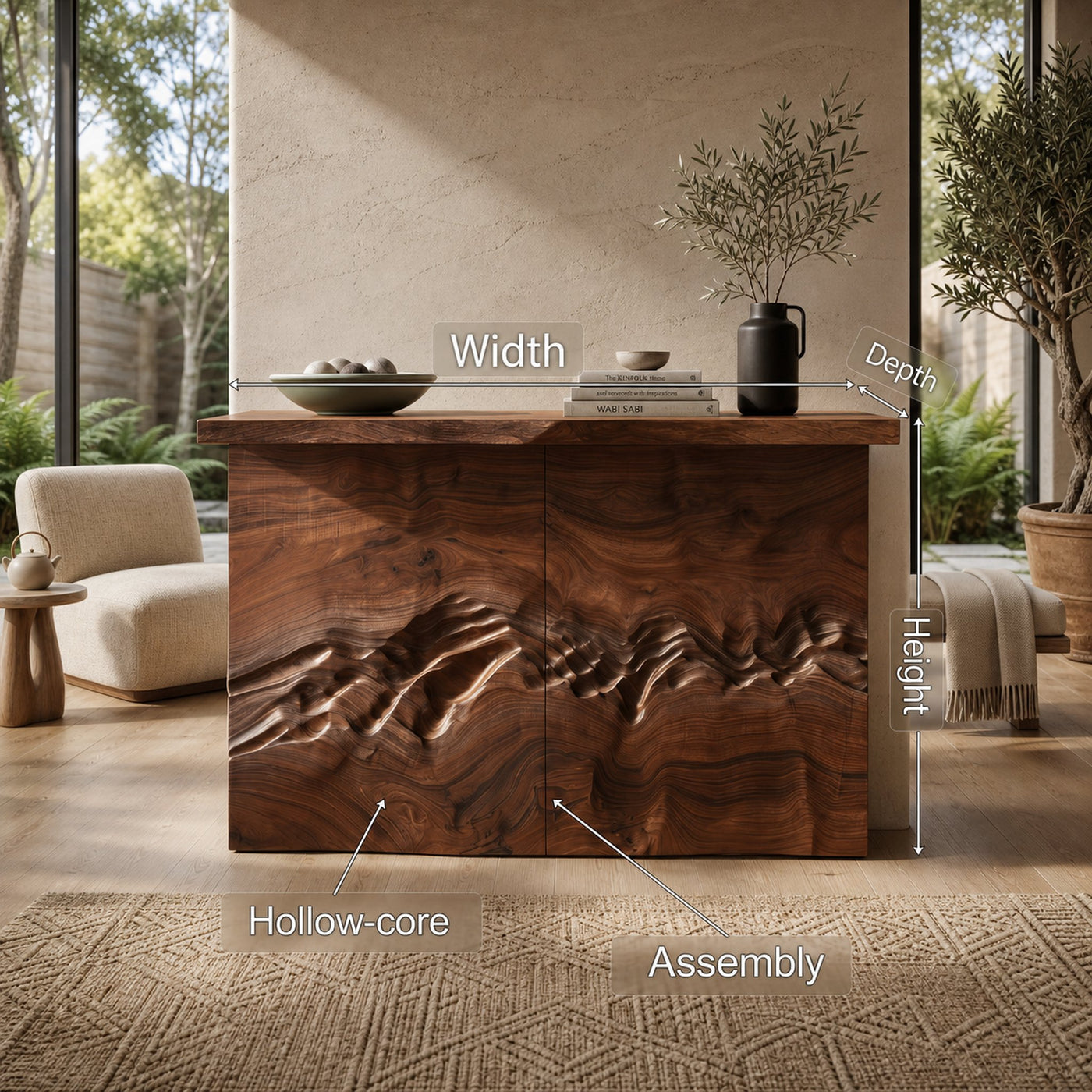 Minimalist Textured Edge Console Table For Studio Interior Design - product view 8