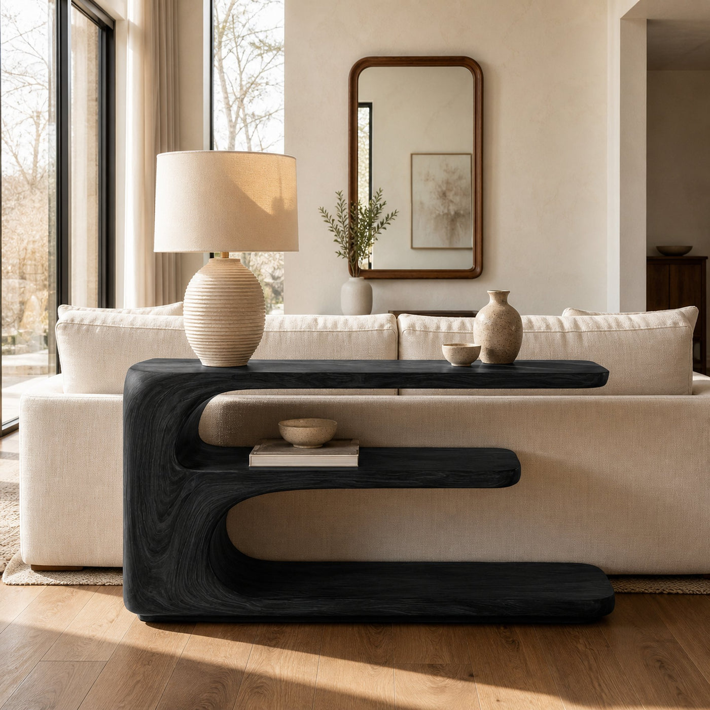 Minimalist Wooden Console Table With 3 Tiers For Entryway Storage - product view 4