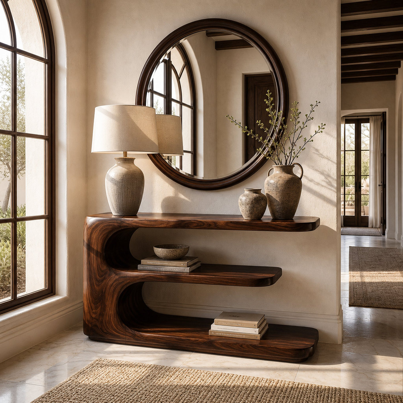 Minimalist Wooden Console Table With 3 Tiers For Entryway Storage - product view 7