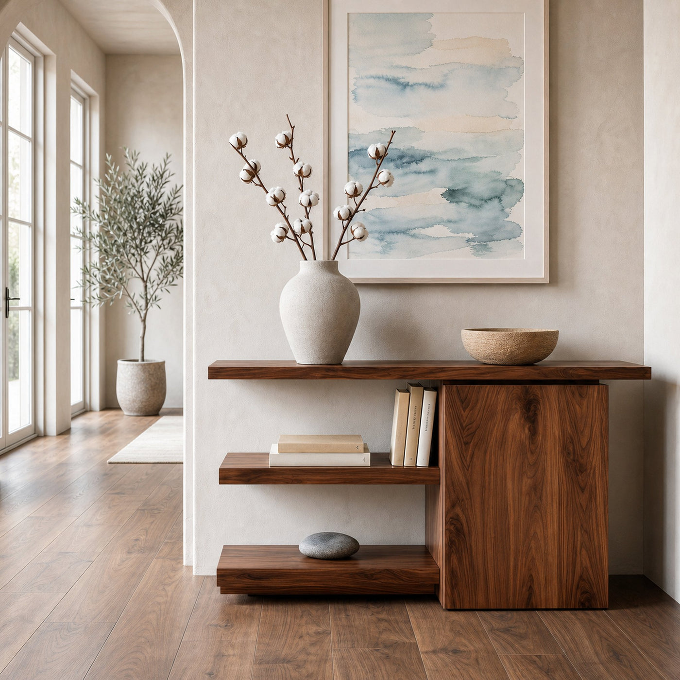 Modern Asymmetrical Console Table For Entryway