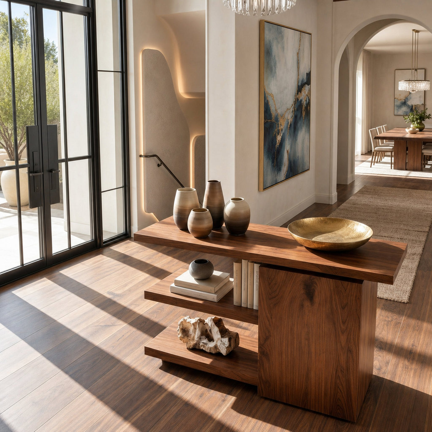 Modern Asymmetrical Console Table For Entryway - product view 3