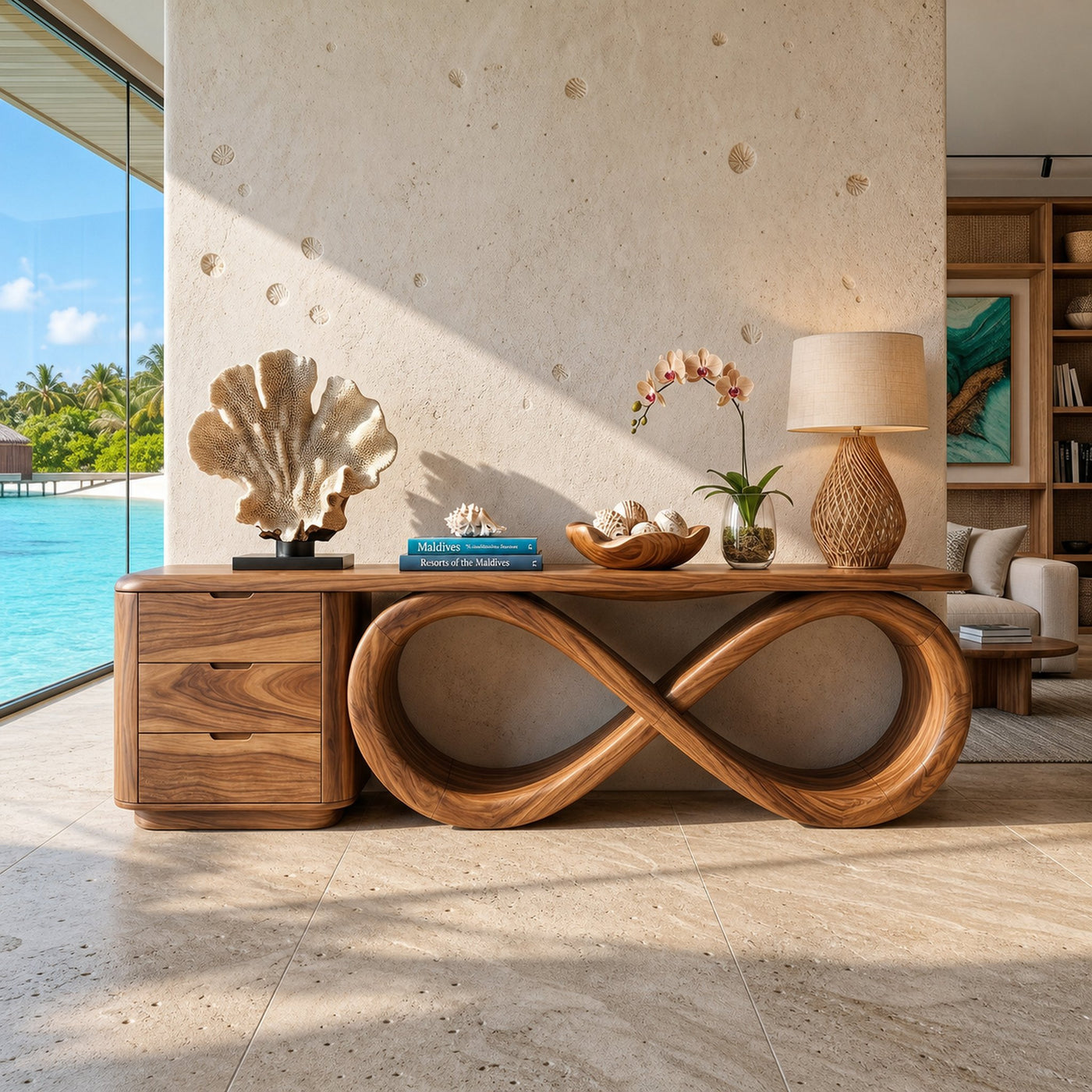 Modern Black Tree Console Table Luxury Residence