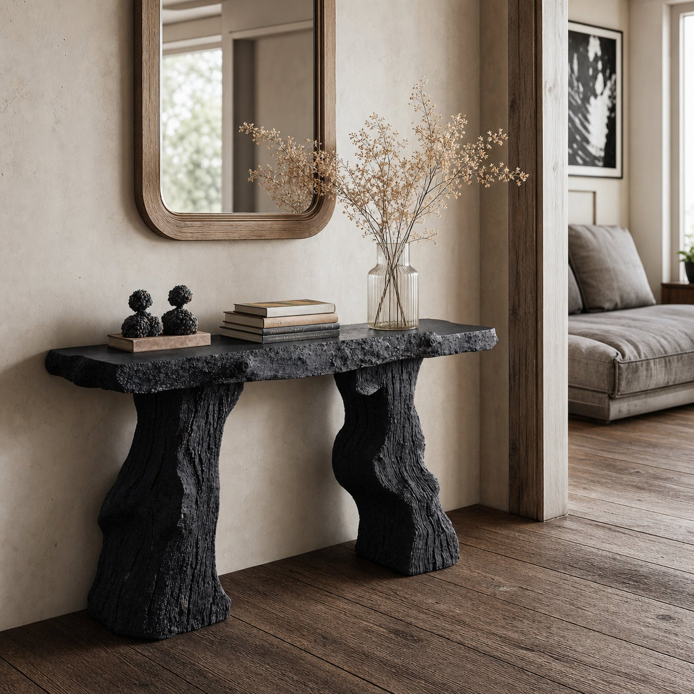 Modern Black Wood Console Table For Contemporary Decor - product view 2