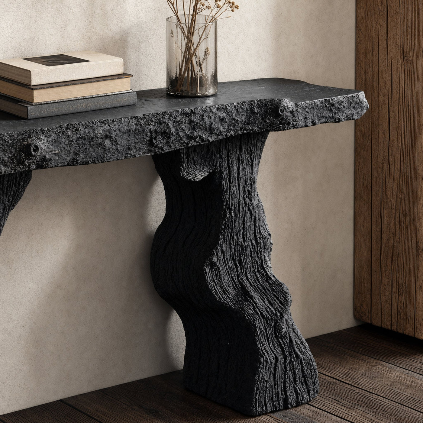 Modern Black Wood Console Table For Contemporary Decor - product view 4