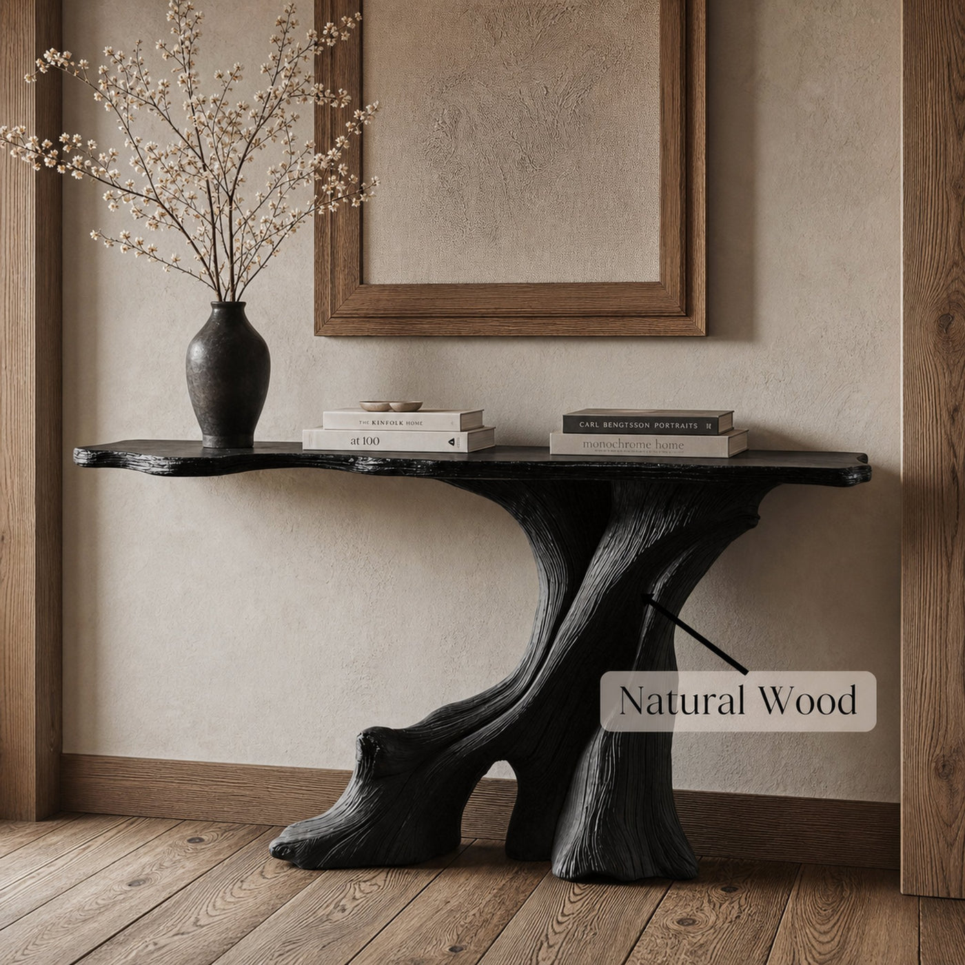 Modern Black Wood Console Table For Living Room Decor - product view 6