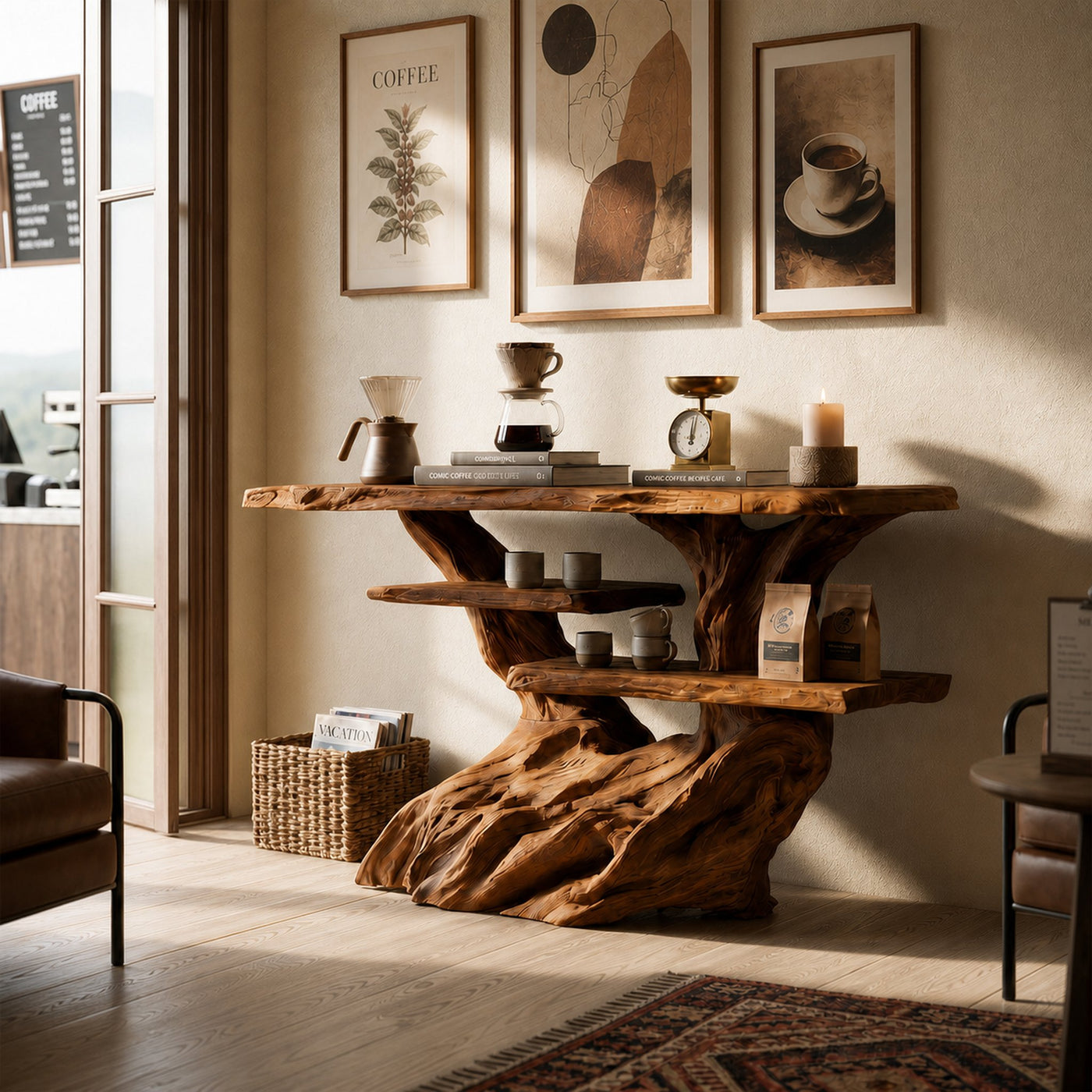 Modern Charred Wood Display Shelf For Hallway Furniture - product view 7
